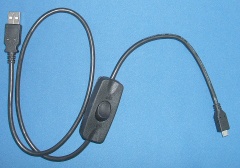 Image of USB Power cable/lead USB A Male to microUSB Male for Raspberry Pi etc. including Power Switch (0.5m)