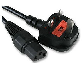 Image of Mains power cable/lead, 13A plug to IEC, Fused 13 Amp (1.8m)