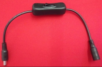 Image of DC 2.1mm short extension cable with in-line power On/Off switch