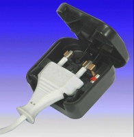 Image of European to UK plug converter (White)