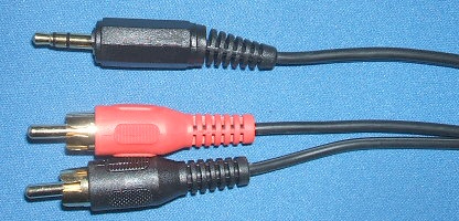 Image of Audio Cable/lead 3.5mm Stereo mini jack plug - 2x Phono plugs (1.5m)