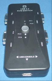 Image of 4 way VGA & USB KVM (for monitor & 3 USB devices) switch box, no cables/leads
